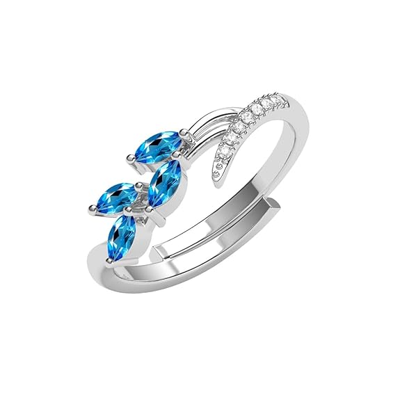 Adjustable Tonje Blue Leaf Ring