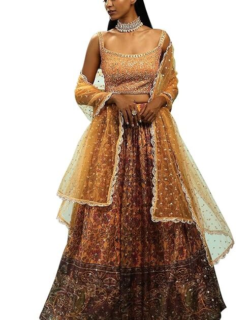 Chinnon silk embroidered lehenga choli