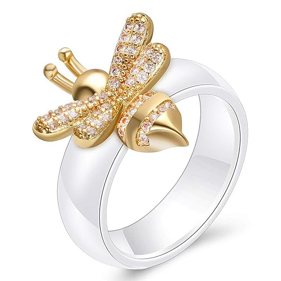 crystal bee ring for women