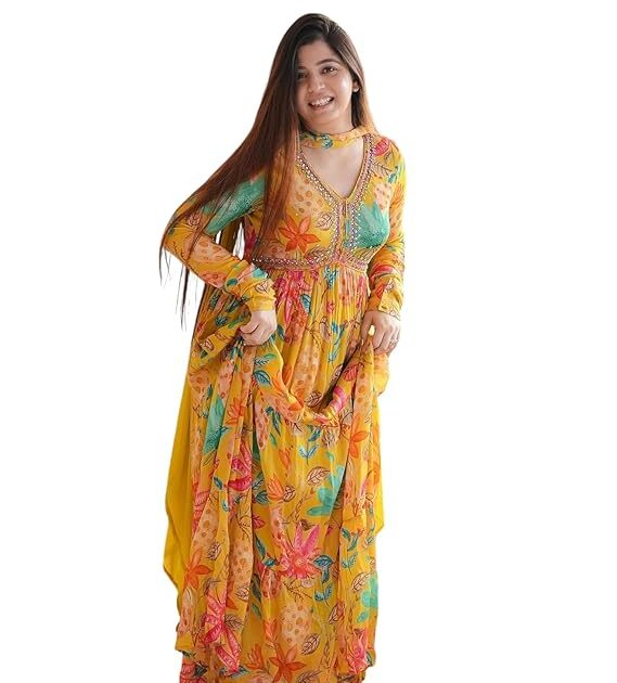 Floral Anarkali kurta set for women