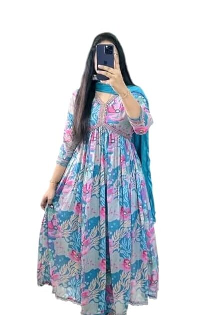 Floral print Anarkali kurta set for women