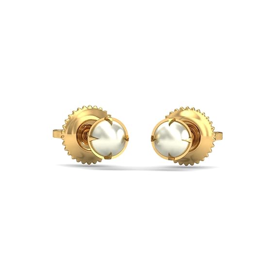 gold diamond round pearl stud earrings