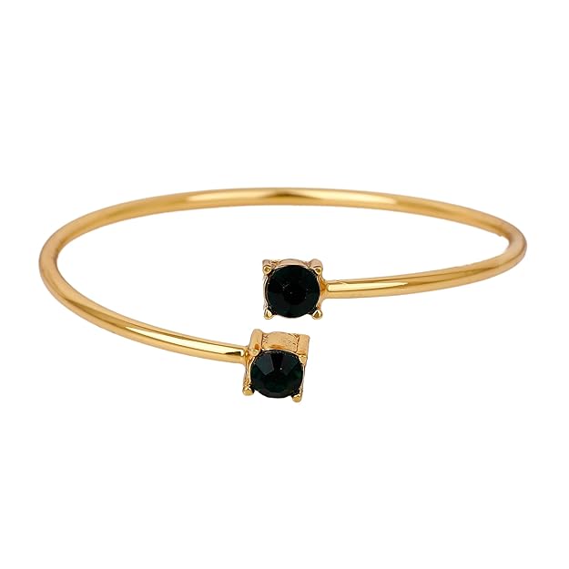 Gold-plated cuff bracelet with green stone