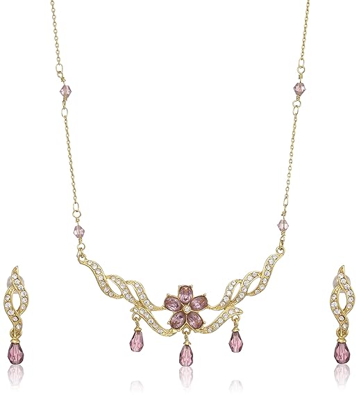 gold-plated floral design necklace