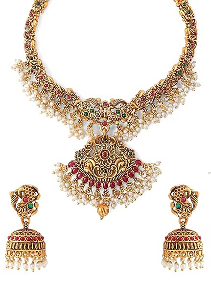 Gold-plated temple necklace set