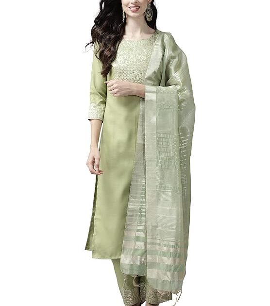 INDO ERA Women's Cotton Blend Kurta Set