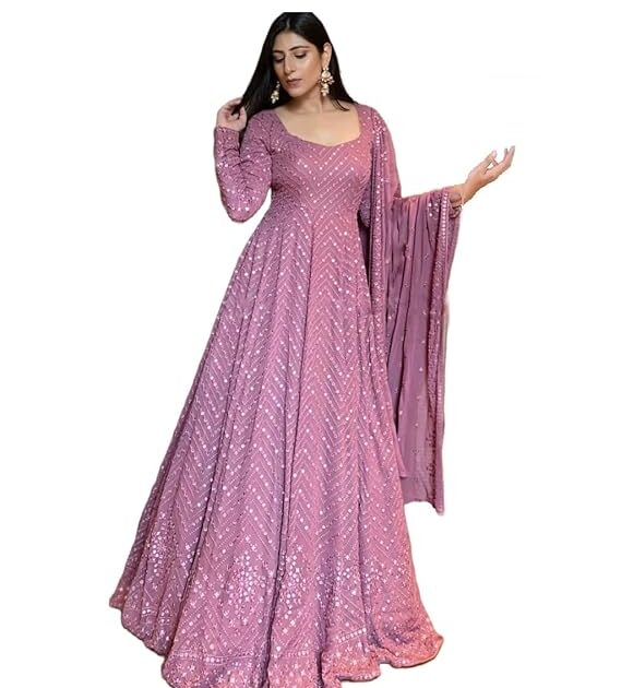 light purple georgette Anarkali set