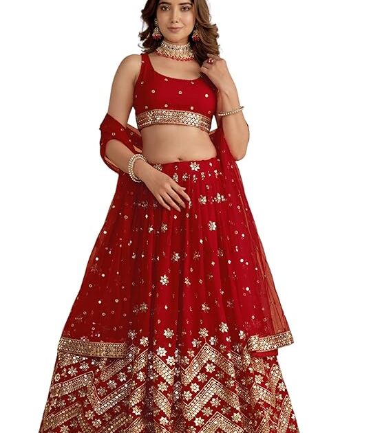 red Georgette lehenga choli