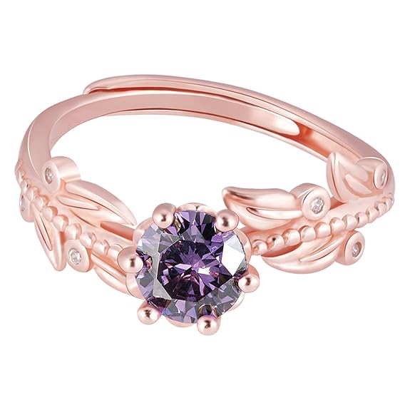 Silver Rose Gold Amethyst Ring