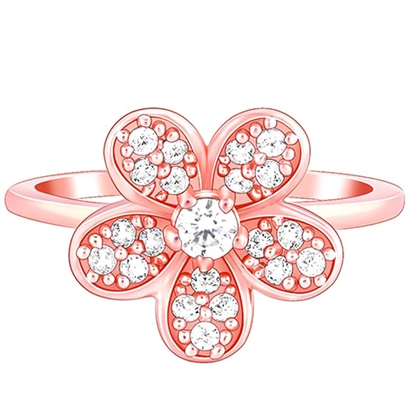 Silver Rose Gold Floral Ring