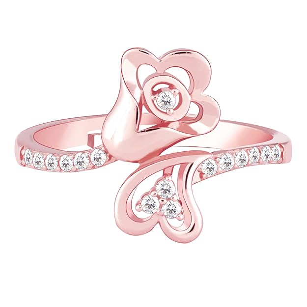 Silver Rose Gold Heart Ring for Women