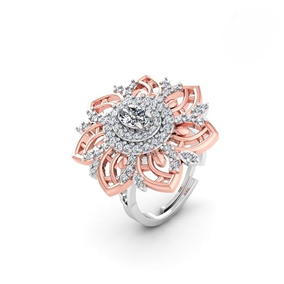 Silver Rose Gold Plated Cocktail Ring