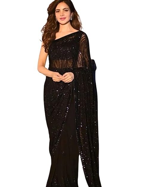 Swadesi Stuff Black Georgette Saree