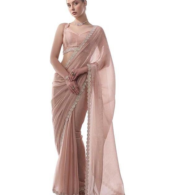 Women Chiffon Saree featuring diamond