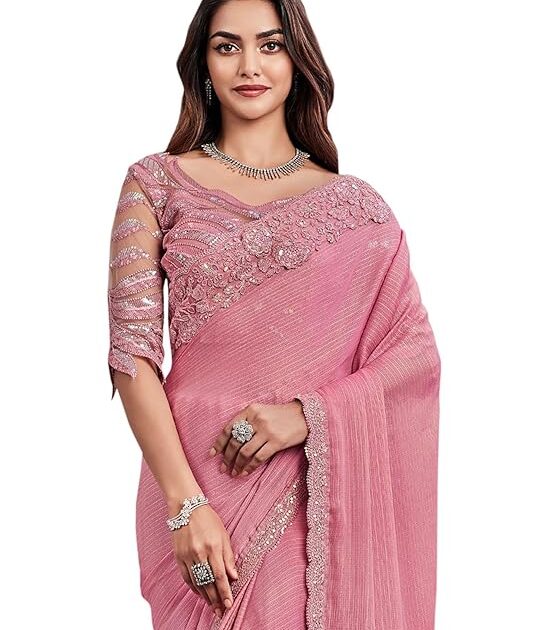 Women Chiffon Saree with Unstitched Blouse