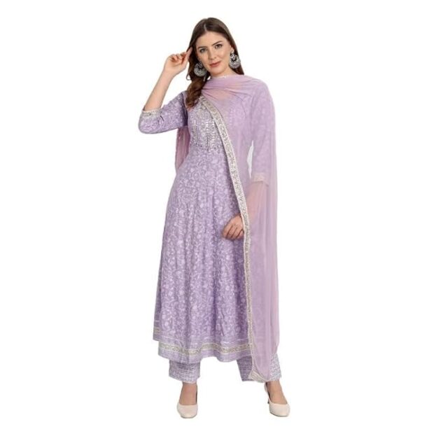 Women embroidered rayon Anarkali kurta set