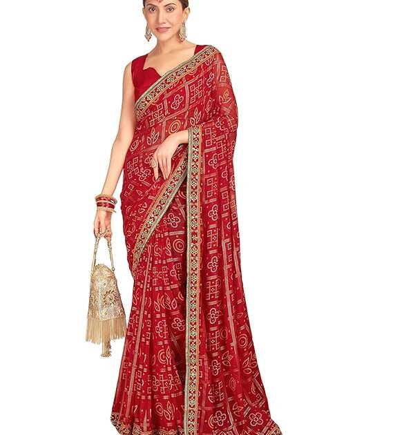 Women Georgette Saree with Unstitched Blouse