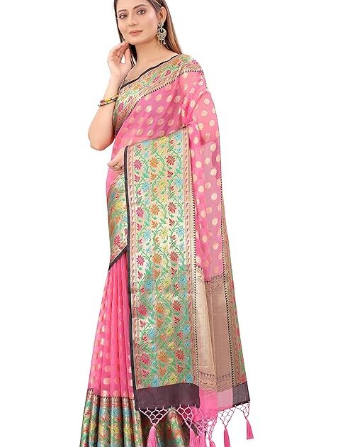 Enthone Banarasi Silk Pink Saree