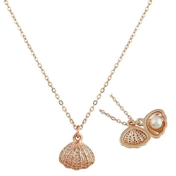 MEENAZ Rose Gold Shell Pearl Pendant