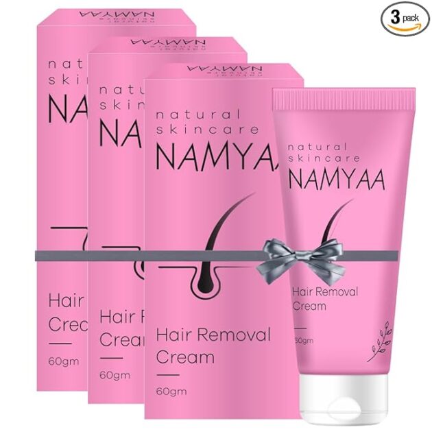 Namyaa Intimate Skin Hair Removal Cream with Vitamin C Serum, 60g, 3-pack.