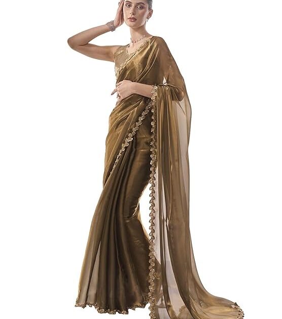 ORHANS Women Lightweight Organza Saree