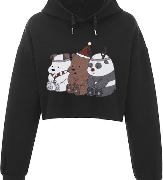 Panda Crop Hoodie Sweatshirt