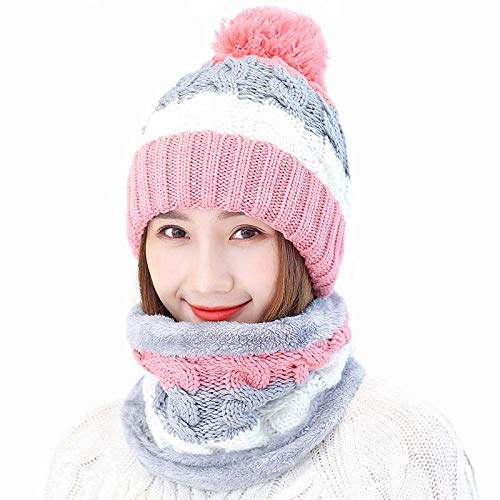 Pink knitted winter set for women