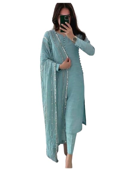 Sky blue georgette salwar suit