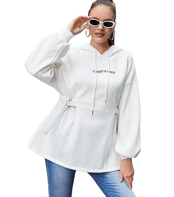 TOPLOT Women White Hoodie