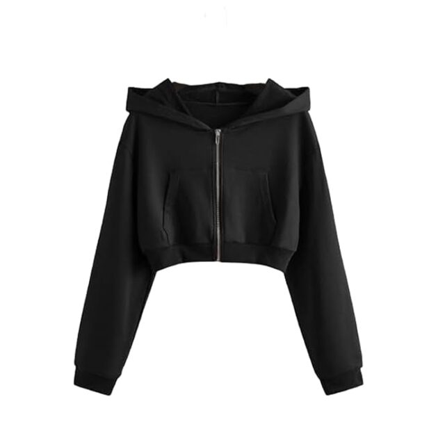 Women Casual Solid Zip-Up Hoodie