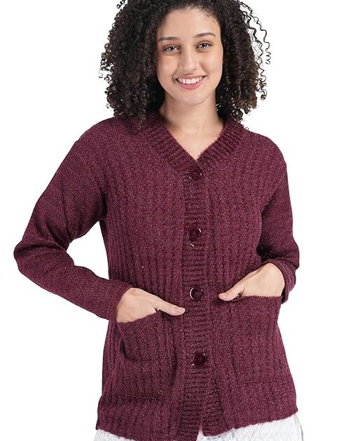 Women V-Neck Wool Cardigan