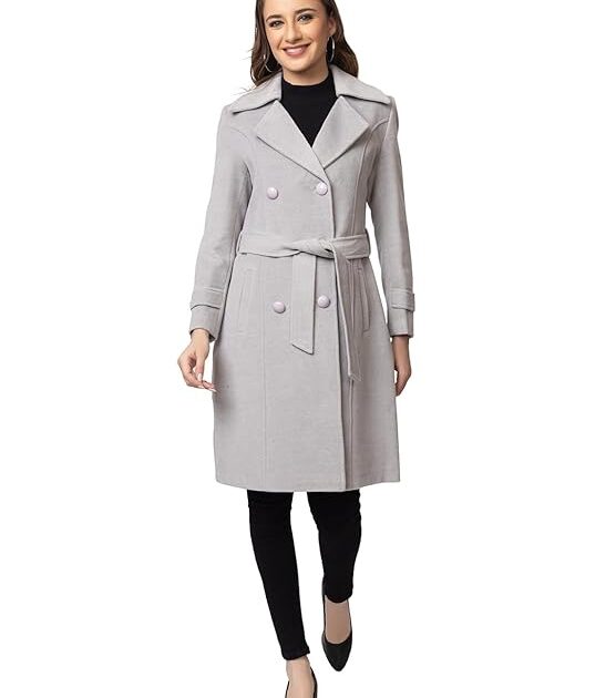 Women Wool Blend Collared Coat