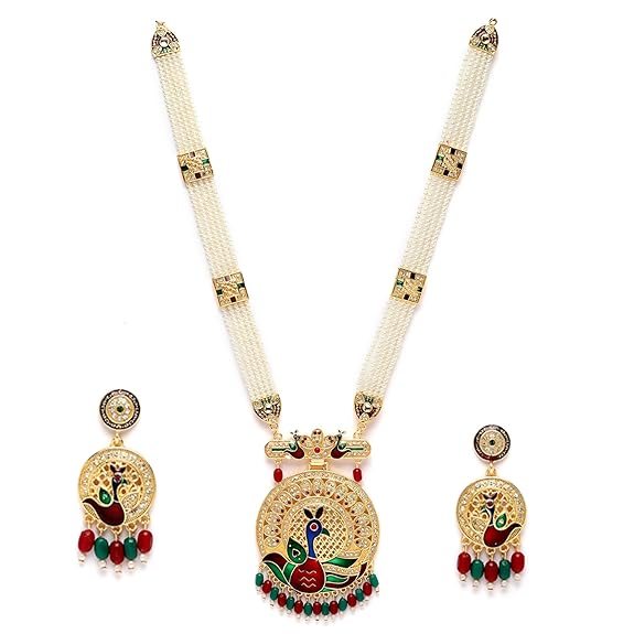 ZENEME Kundan Necklace Earrings